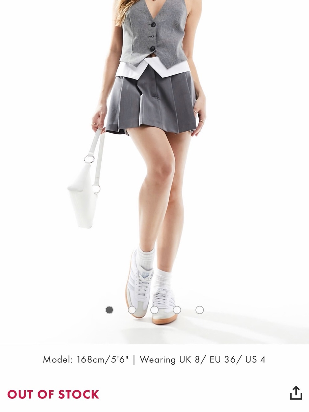 Miss Selfridge Gray Pleated Turnover Waistband Skort | Size 2 | Sold Out Online
